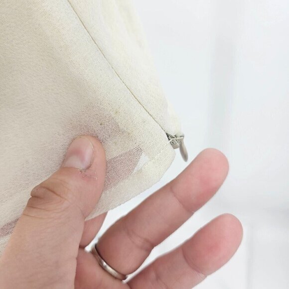 Amanda Wakely High Neck Beaded Blouse Top Beige Women’s Size 16 Evening Business - Picture 4 of 12